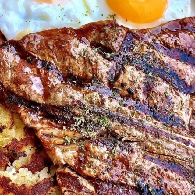 T-Bone Steak and Eggs.