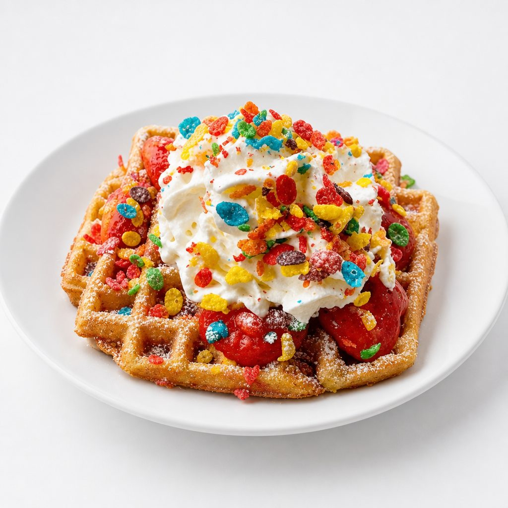 Cereal Waffles (Fruity Pebbles).