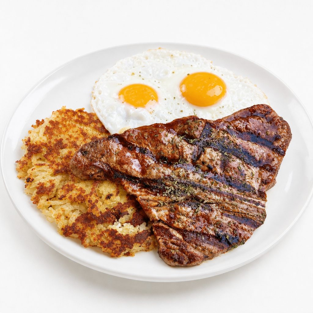 T-Bone Steak and Eggs.