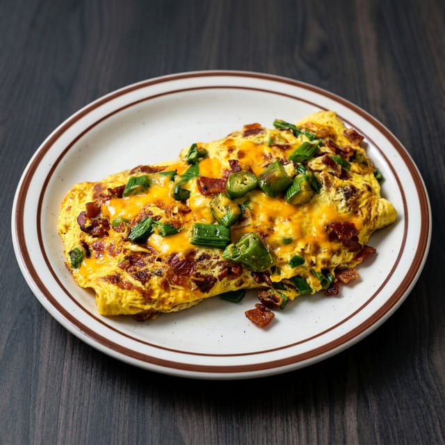 Asparagus, Bacon & American Cheese Omelet.
