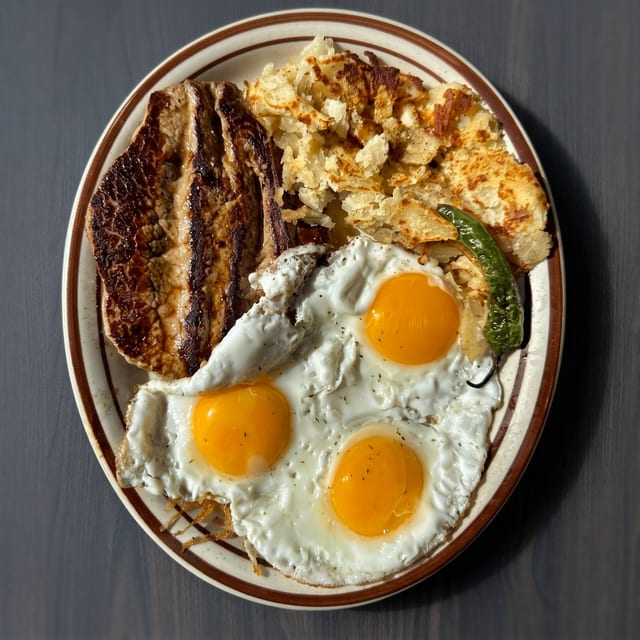 Top Sirloin Steak and Eggs.