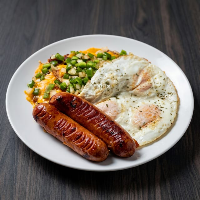 2 Polish Sausages with 3 X-Large Eggs.